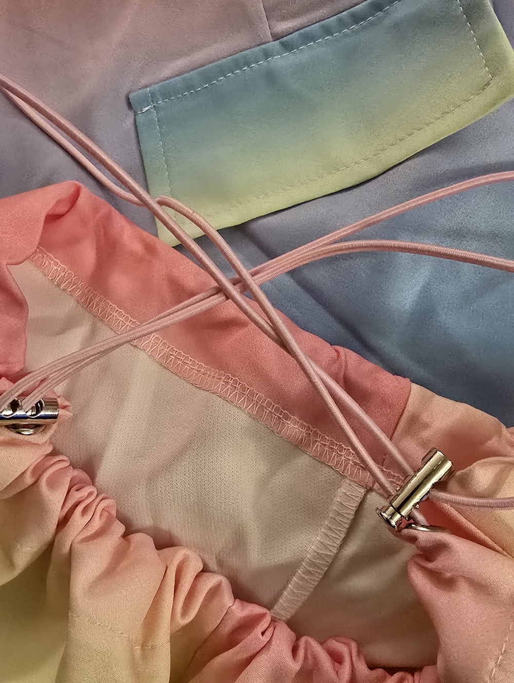 Pastel Colorblock Parachute Mini Skirt | Adjustable Hem | Y2K Vibes - Picture 5 of 6